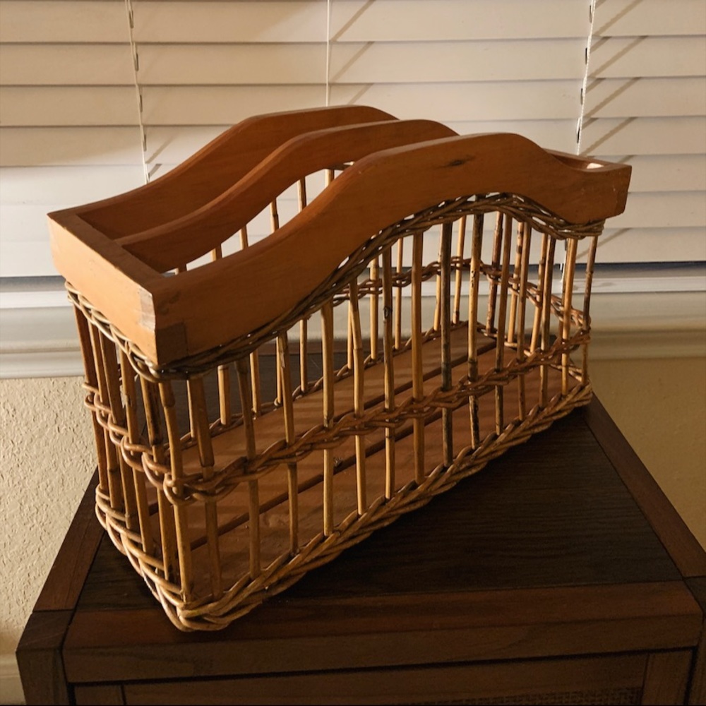 Vintage Rattan Magazine Rack - Picture 3 of 4